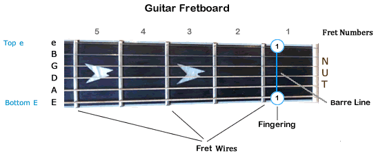 guitar fretboard for left handers